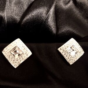 RETRO NAPIER RHINESTONE ADJUSTABLE BACK CLIP EARRINGS